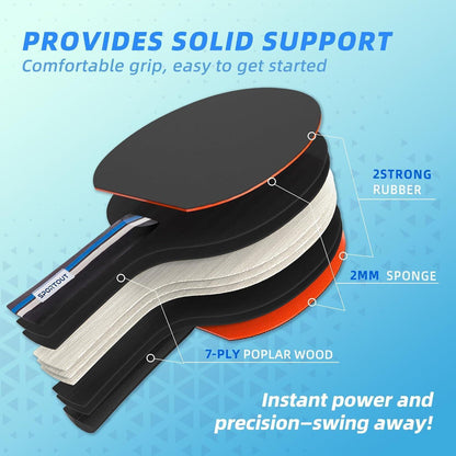 Tischtennisschläger Set Tischtennis mit 2 Schläger 3 Bällen