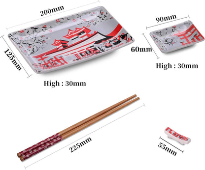 Panbado Porzellan Japanisches Sushi Set 8-teilig für 2