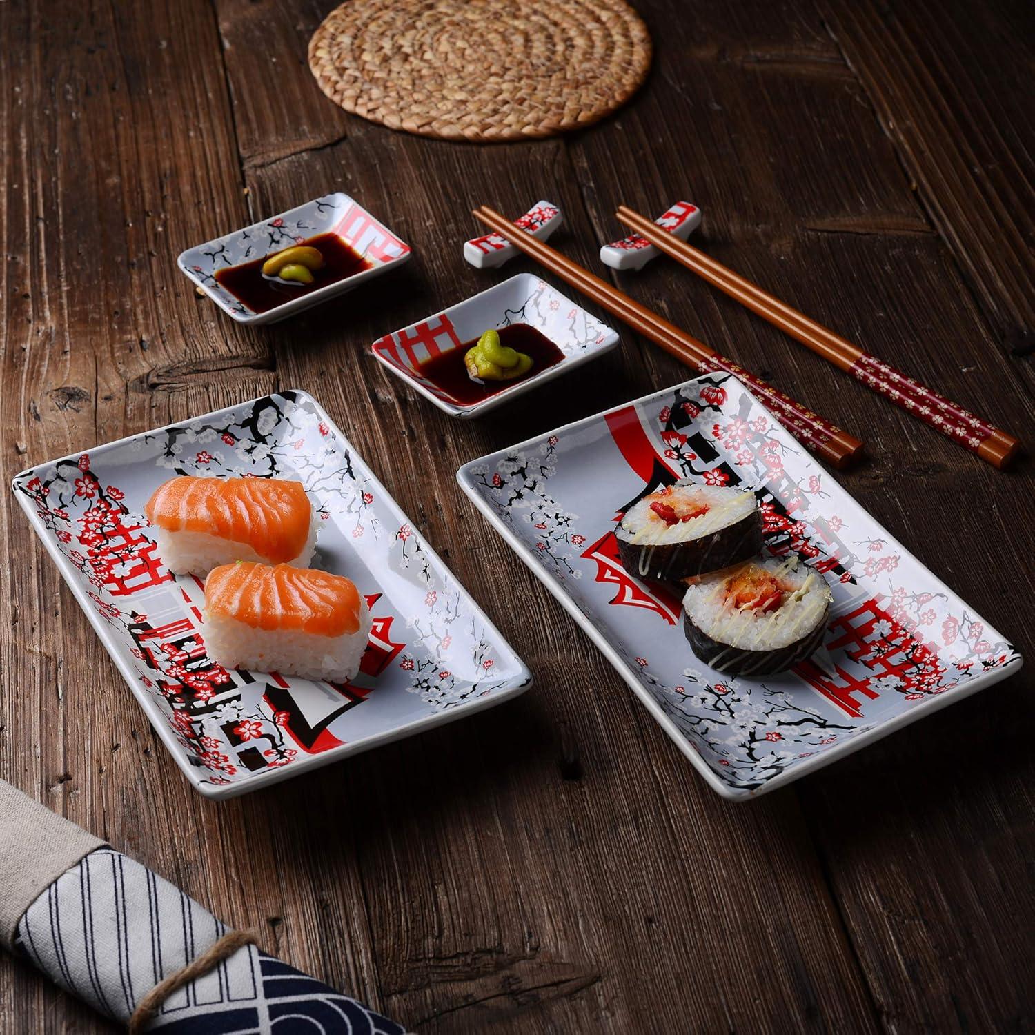 Japanisches Porzellan Sushi Set 8-teilig mit Teller Schälchen