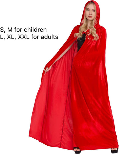 Halloween Umhang mit Kapuze für Damen Herren Kinder Vampir Kostüm Rot