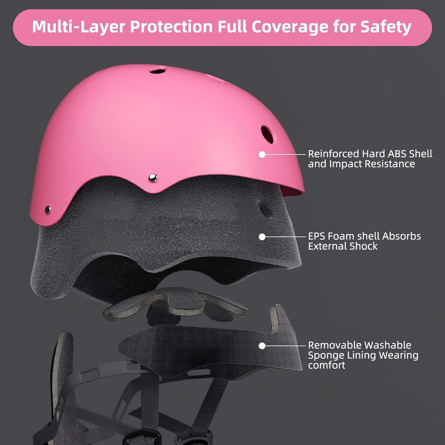 KORIMEFA Kinder Fahrradhelm Skaterhelm verstellbar für 3-13