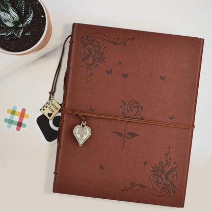 Nachfüllbares Scrapbook Album für Erinnerungen, Rose Braun in Lederoptik