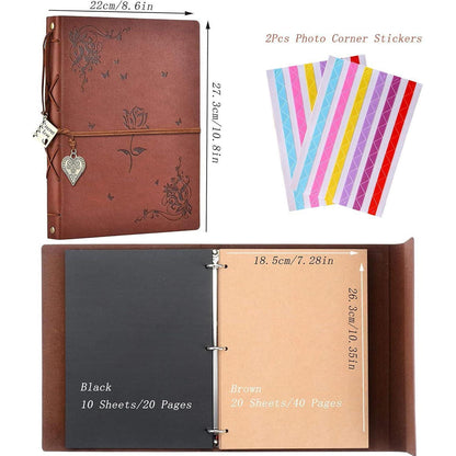 Nachfüllbares Scrapbook Album für Erinnerungen, Rose Braun in Lederoptik