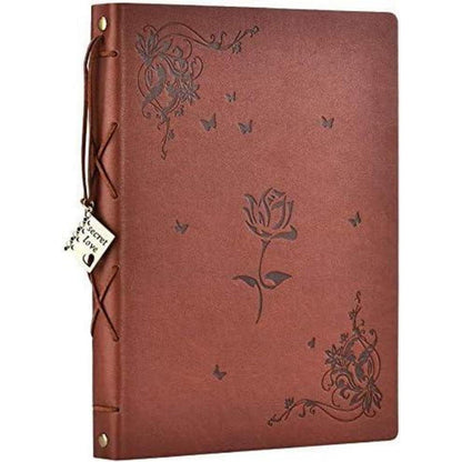 Nachfüllbares Scrapbook Album für Erinnerungen, Rose Braun in Lederoptik