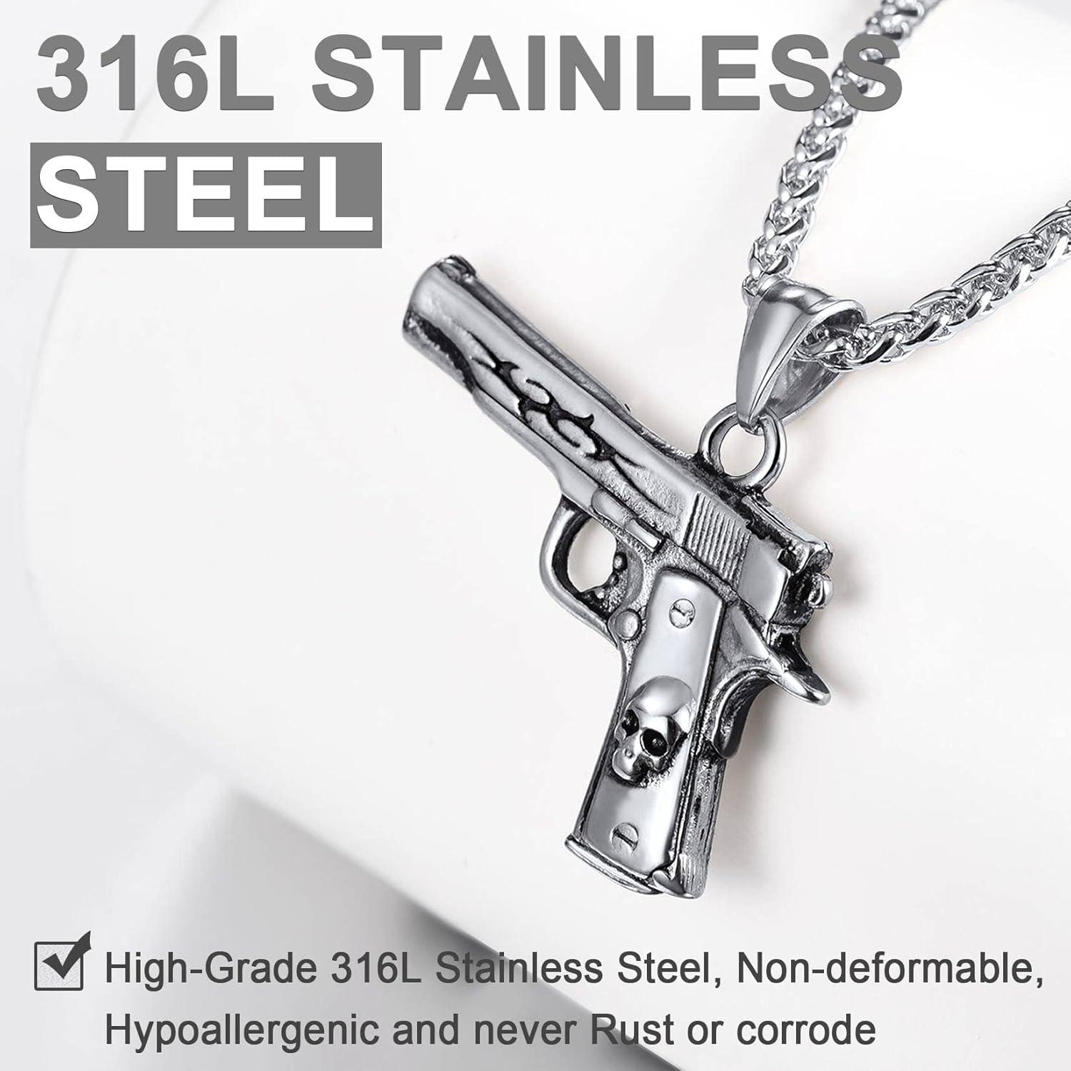 U7 Armee Gewehr Beretta M9 Anhänger Halskette Edelstahl Modeschmuck