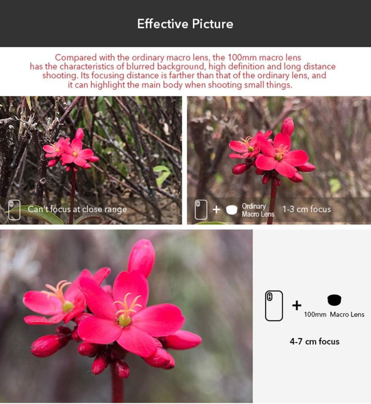 Apexel 100mm HD Makro-Objektiv für iPhone Samsung Pixel Smartphone