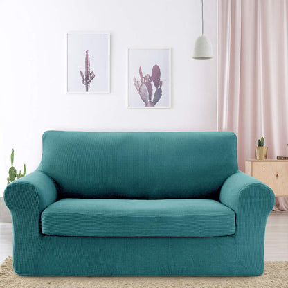 Deconovo Sofabezug Stretch Jacquard Couchüberzug Türkis