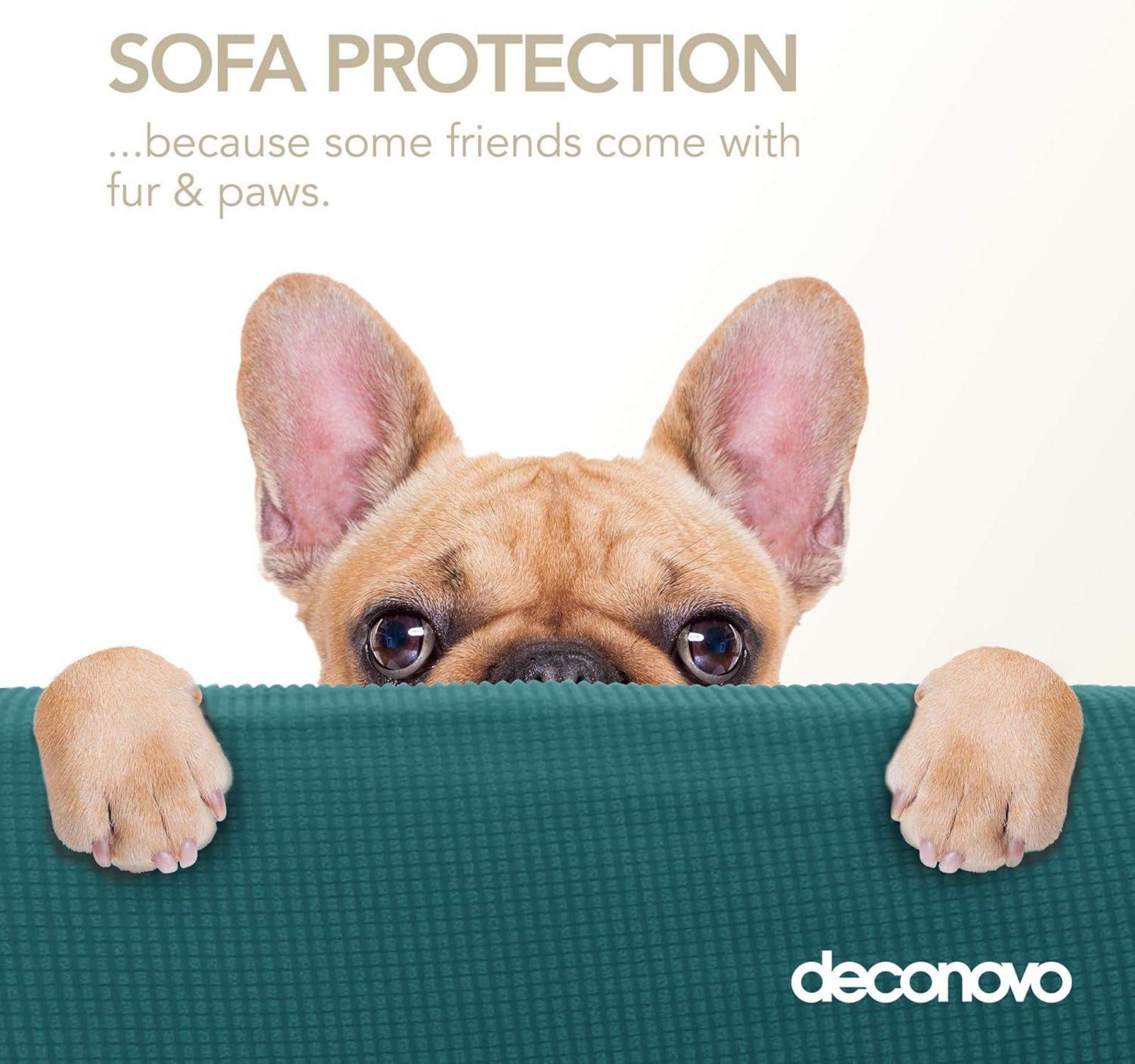 Deconovo Jacquard Sofabezug 2-Sitzer Türkis Stretch Couchüberzug-145-175cm