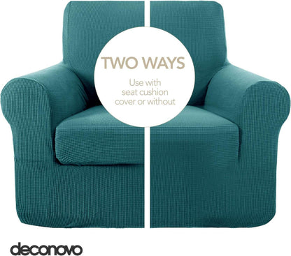 Sofabezug Stretch Couchüberzug Jacquard Couchbezug Türkis 2-Sitzer