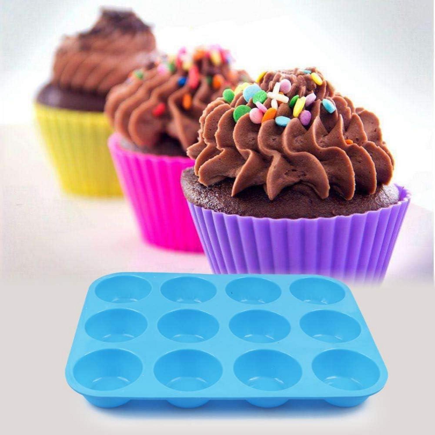 Silikon Cupcake Form 12 Tassen Antihaft Eier Muffin Mould 3er Set