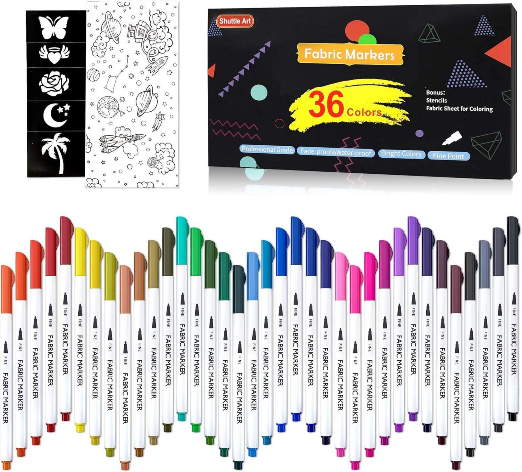 Textilstifte Set 36 Farben inkl. Vorlagen & Leinwand