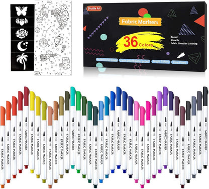 Textilstifte Set 36 Farben inkl. Vorlagen & Leinwand