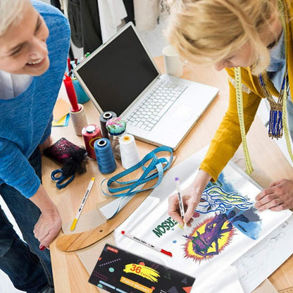 Textilstifte Set 36 Farben waschmaschinenfest Vorlagen Leinwand Textmarker