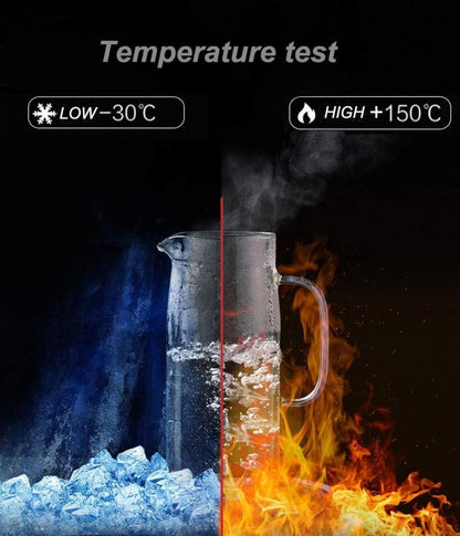 Borosilikatglas Glaskaraffe Edelstahl Deckel 1L Heiß/Kalt Wasser Saft
