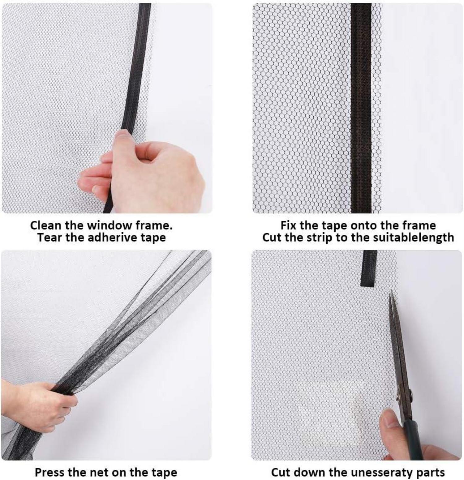 Fliegengitter Fenster 4er Pack Insektenschutz Schwarz 1.3m x 1.5m