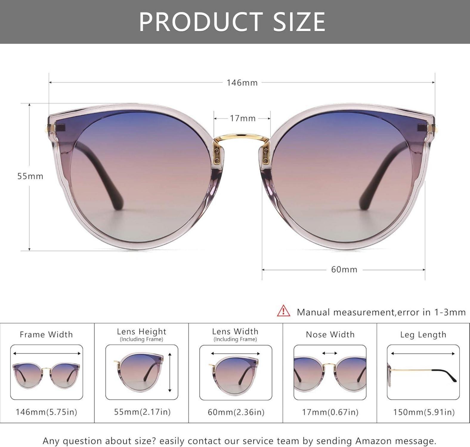 Damen Vintage Sonnenbrille Übergroß Polarisiert Katzenauge UV-Schutz