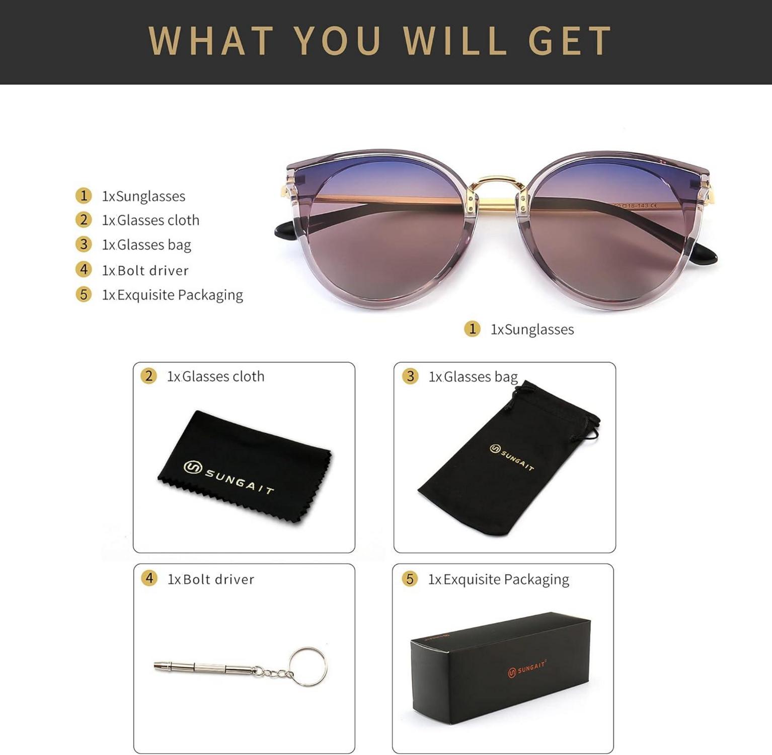 Damen Übergroß Katzenauge Polarisierte Vintage Sonnenbrille UV-Schutz