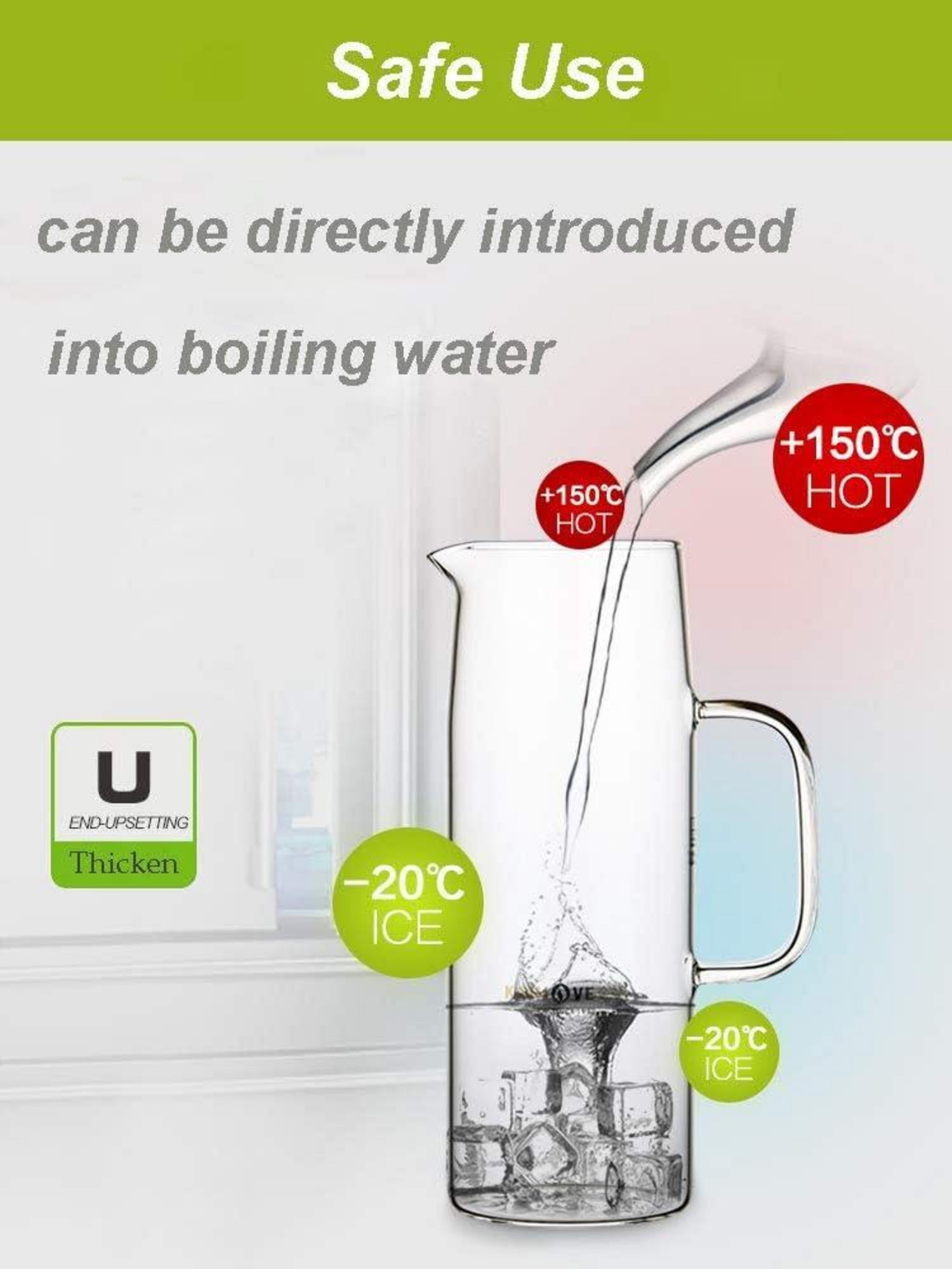 Karaffe Borosilikatglas mit Edelstahl Deckel 1,2L/42oz