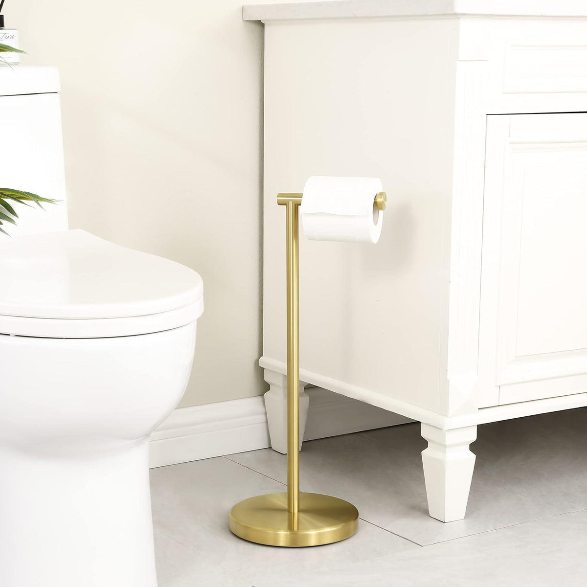 Freistehender Toilettenpapierhalter Edelstahl gebürstetes Gold
