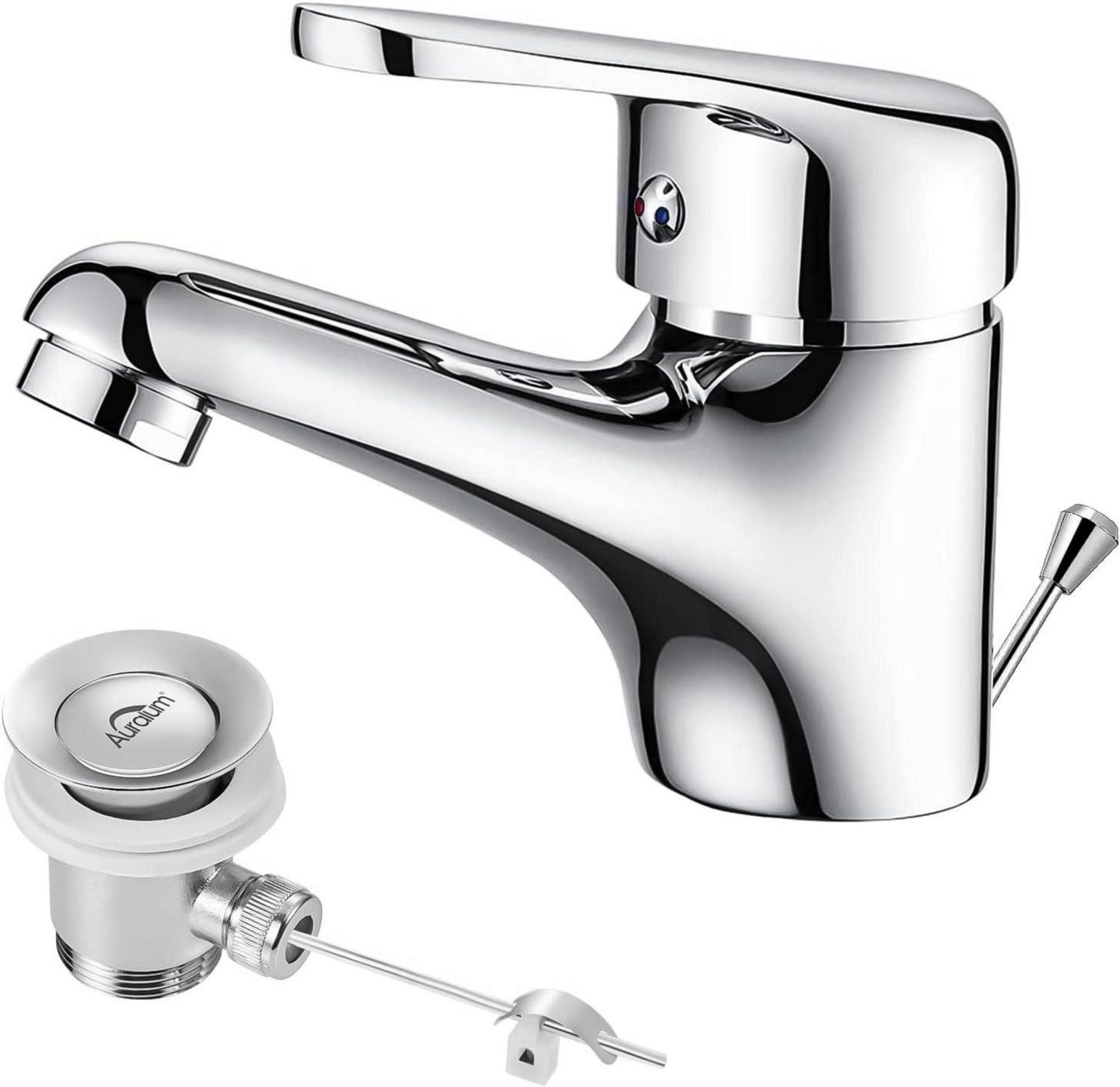 Moderne Wasserhahn Bad Chrom mit Zugstange & Ablaufgarnitur
