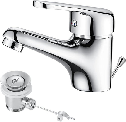 Moderne Wasserhahn Bad Chrom mit Zugstange & Ablaufgarnitur