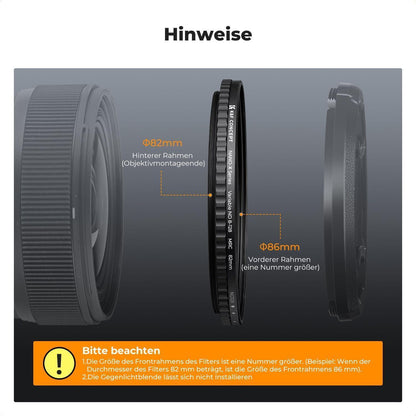 72mm Slim variabler ND Filter ND8-128 für Bewegungsunschärfe