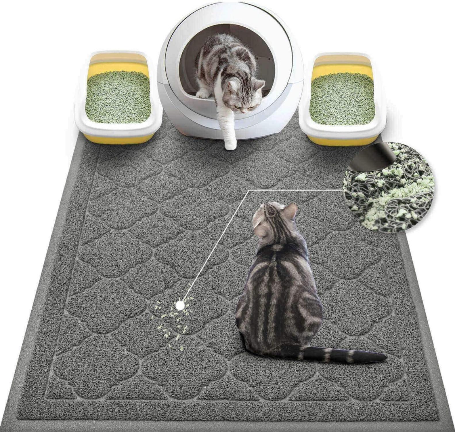 Katzenklo Matte XXL PVC langlebig Grau 119,8 x 91,4 cm WePet