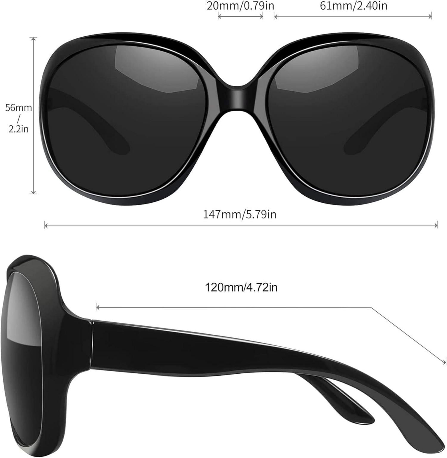 Joopin Übergroße Polarisierte Sonnenbrille Damen UV400 Modern Groß Schwarz