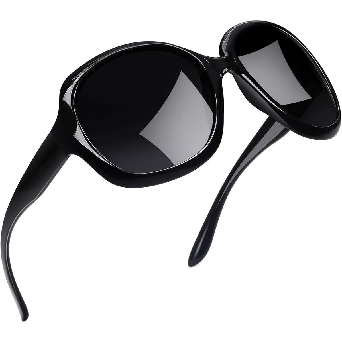 Übergroße Damen Sonnenbrille polarisiert UV400, Schwarz