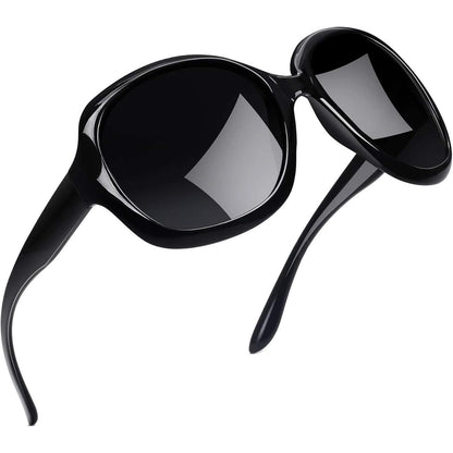 Übergroße Damen Sonnenbrille polarisiert UV400, Schwarz
