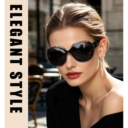 Übergroße Damen Sonnenbrille polarisiert UV400, Schwarz