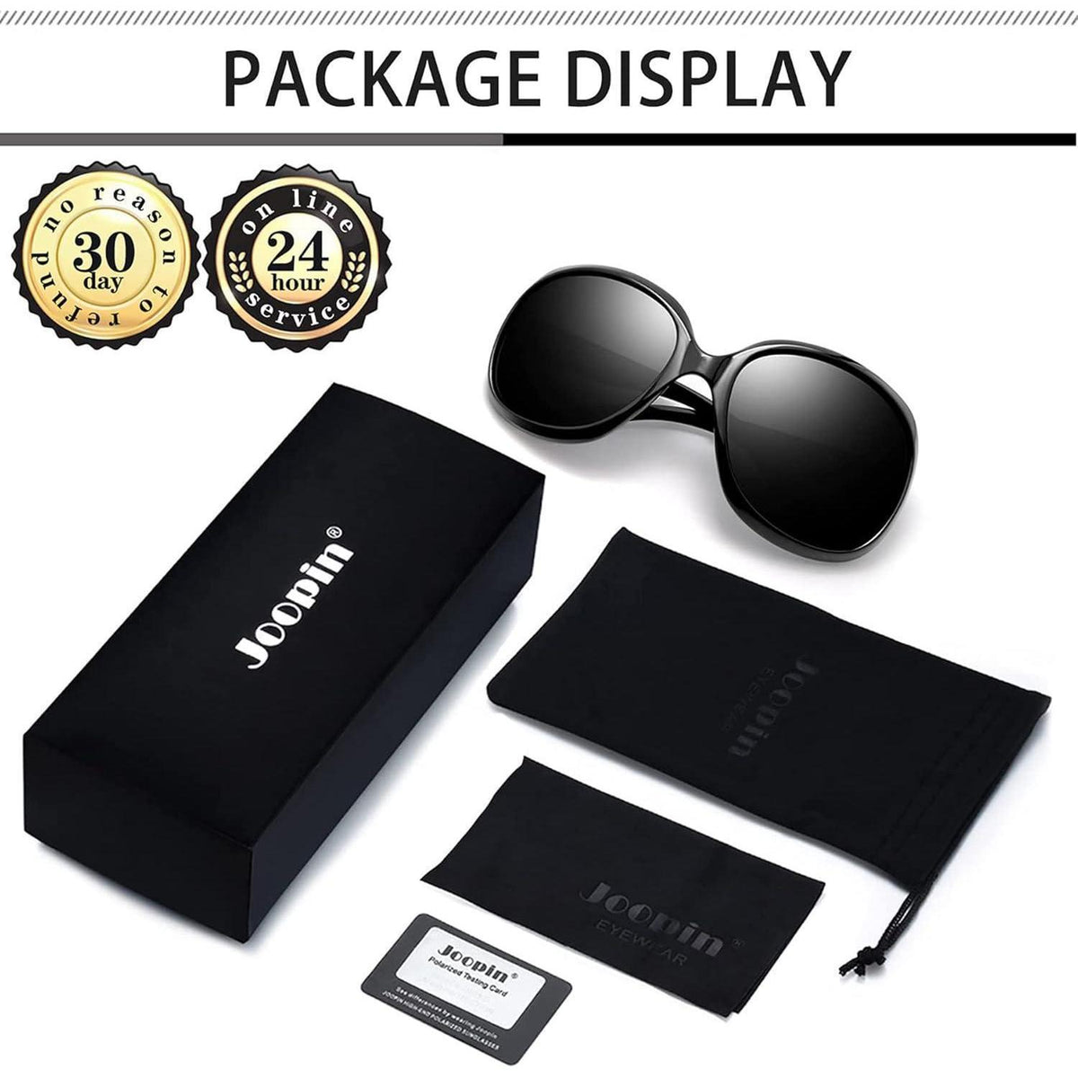 Übergroße Damen Sonnenbrille polarisiert UV400, Schwarz