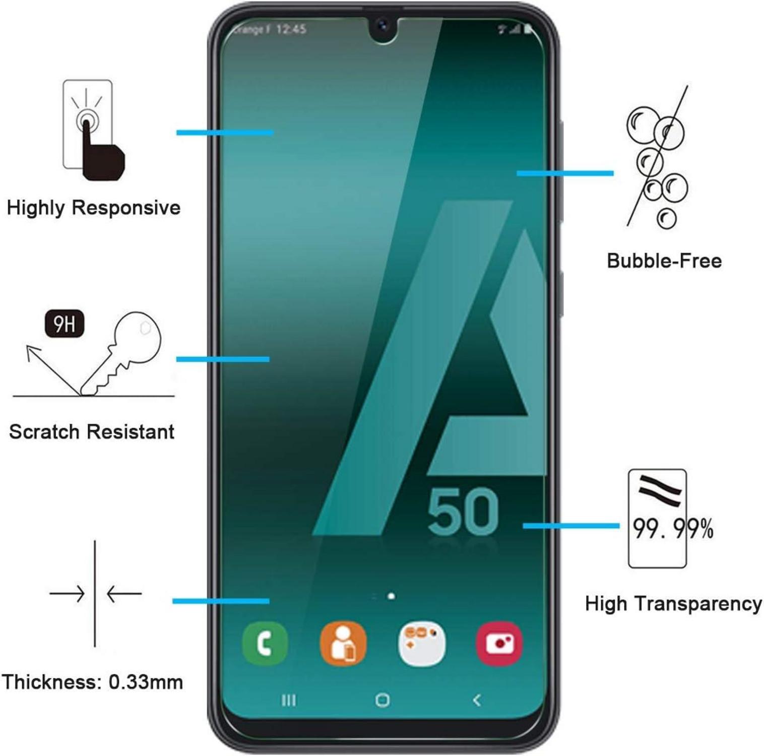 Panzer Schutz Glas Samsung Galaxy A50 A50s 3 Stück 9H