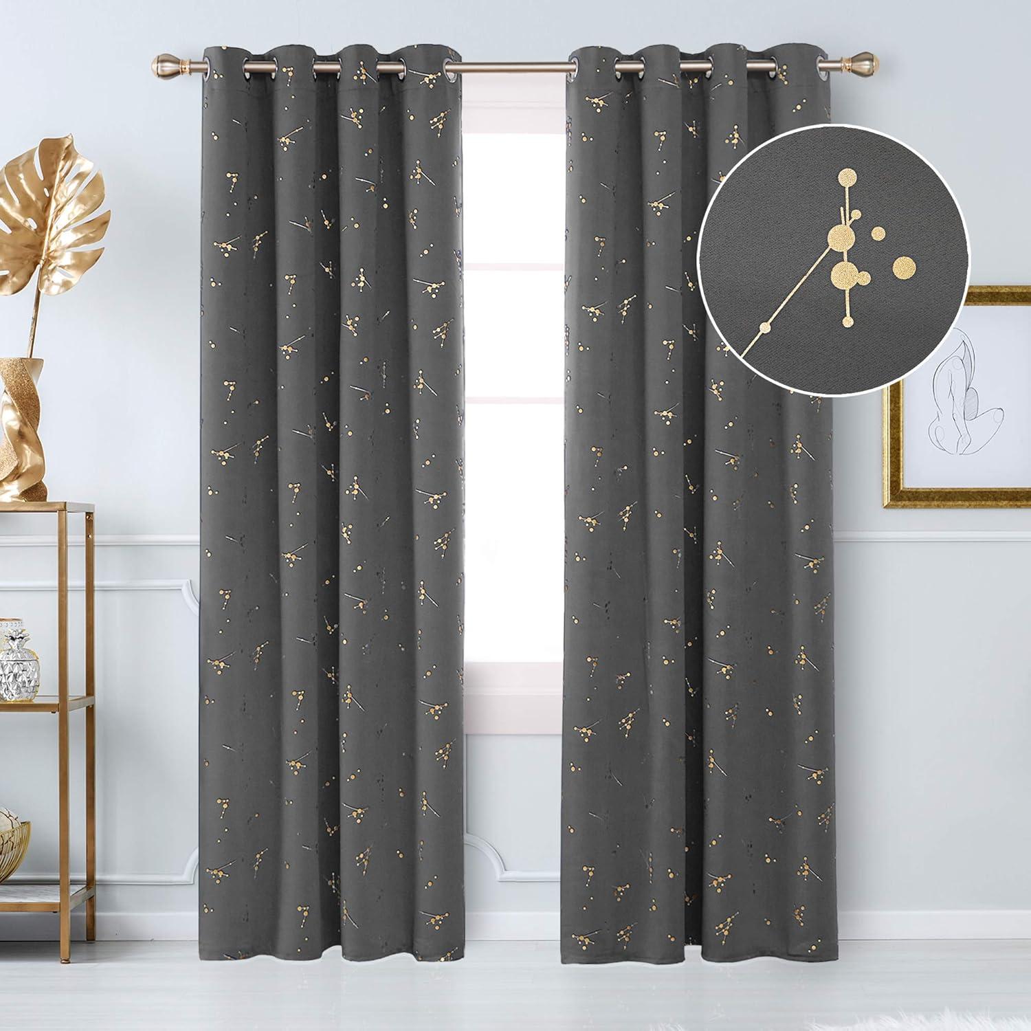 Deconovo Blickdichte Vorhänge 229x117 cm Hellgrau 2er Set