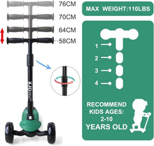 XJD Kinderroller mit LED Rädern für 2-8 Jahre grün
