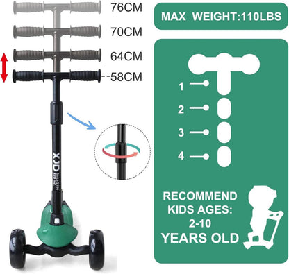 XJD Kinderroller mit LED Rädern für 2-8 Jahre grün