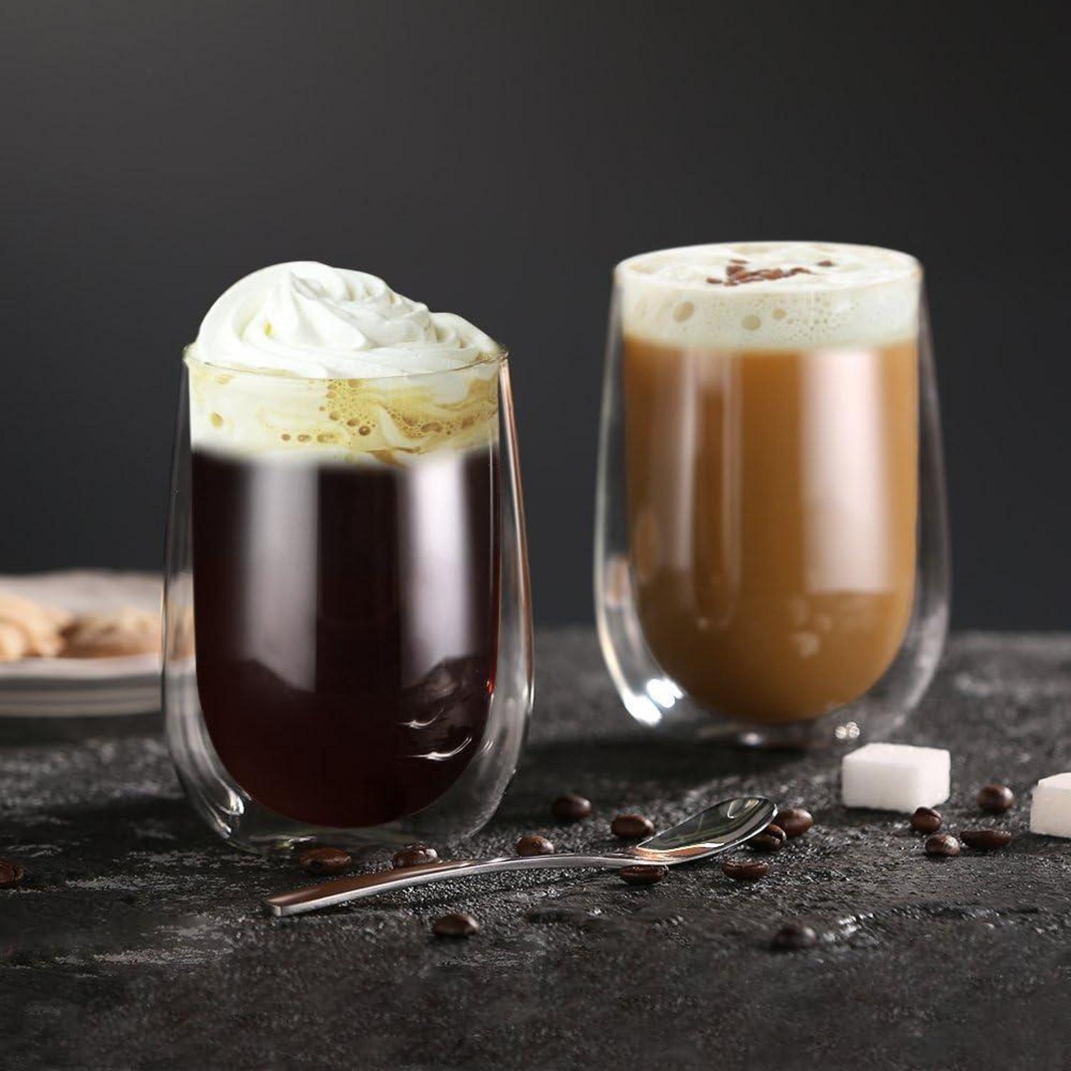Glastal 350ml Doppelwandige Latte Macchiato Gläser Set 6er Pack Borosilikatglas