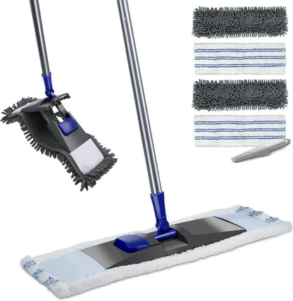 Wischmopp mit Mikrofaser Bodenwischer und 4 Ersatzköpfen