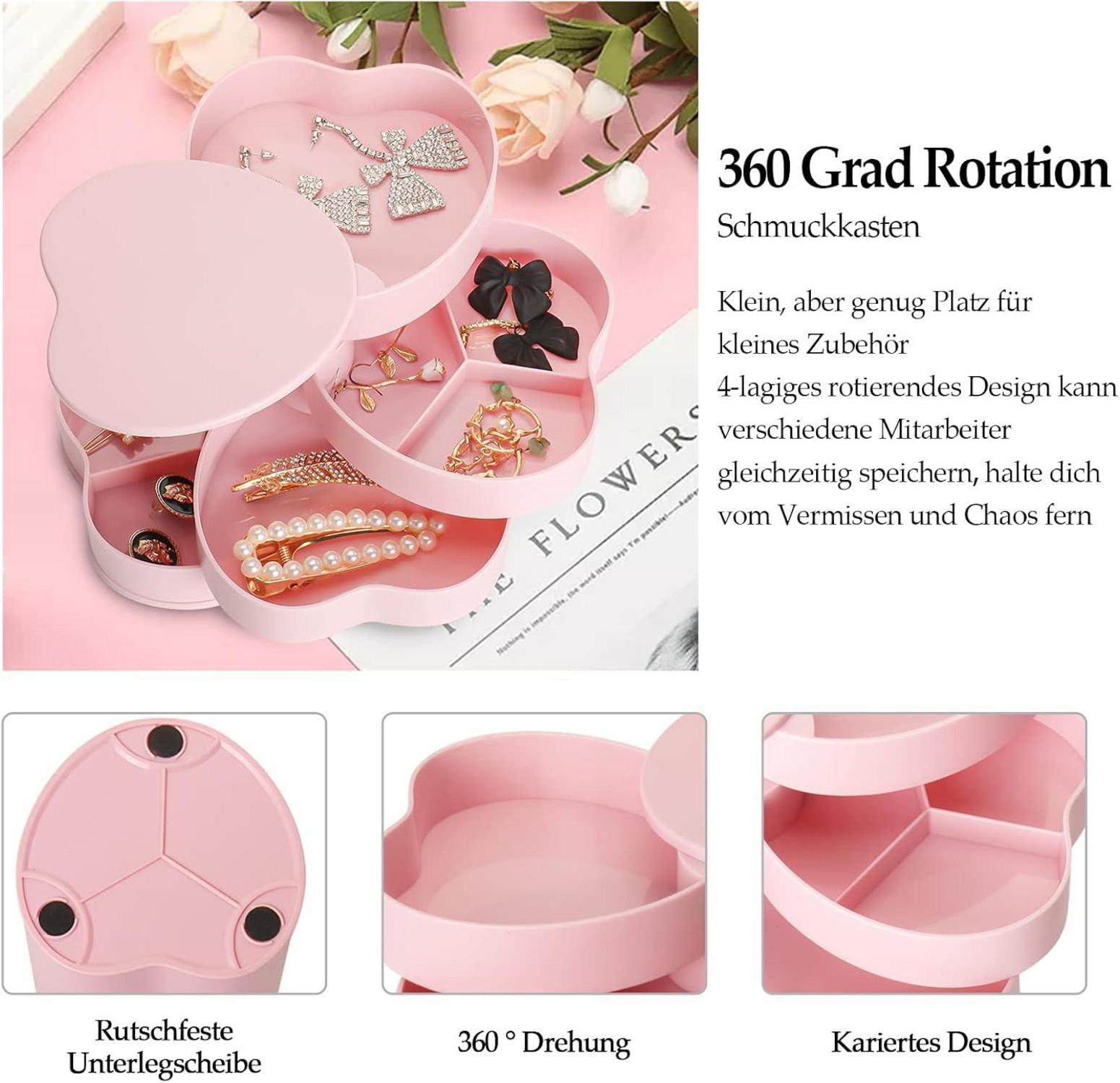 Schmuckaufbewahrung Organizer 4 Ebenen Schmuckschatulle Ringe Ohrringe