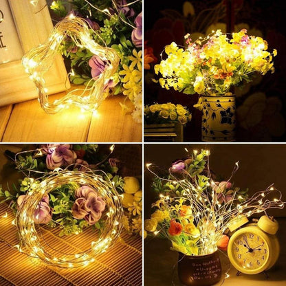 10er Mini LED Lichterkette Batteriebetrieben Warmweiß 2M - Innenlichterkette für Zimmer, Hochzeit, Weihnachten