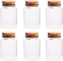 6er Set Klarglasflaschen mit Korkverschluss 60ml 47x60mm