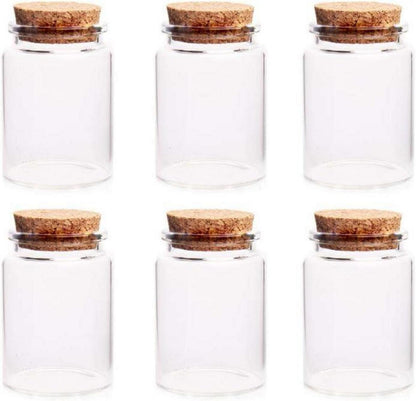 6er Set Klarglasflaschen mit Korkverschluss 60ml 47x60mm