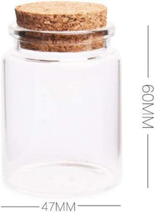 6er Set Klarglasflaschen mit Korkverschluss - 60ml, 47x60mm