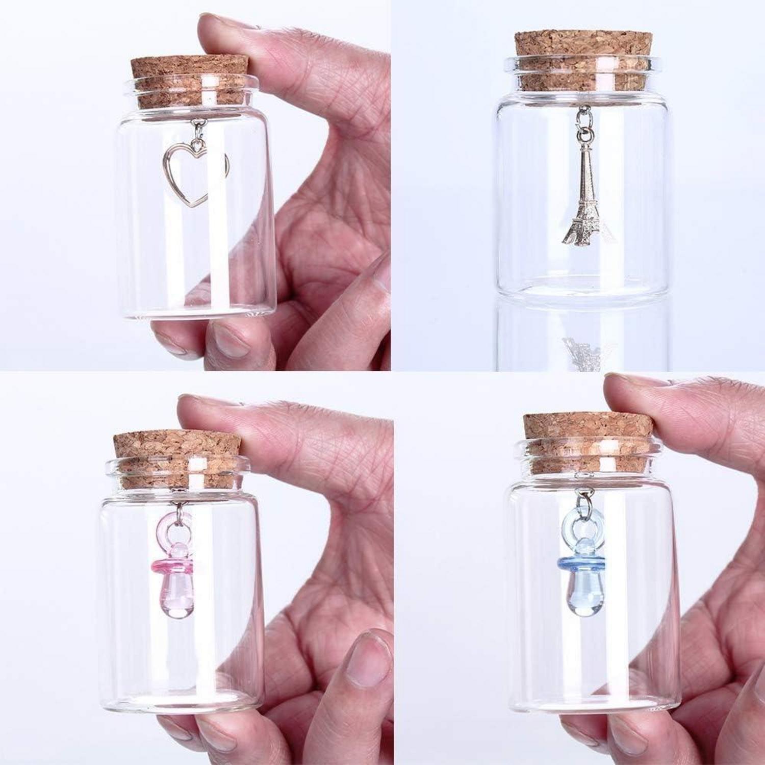 Transparente 60ml Glasflaschen mit Korkdeckel - 6 Stück
