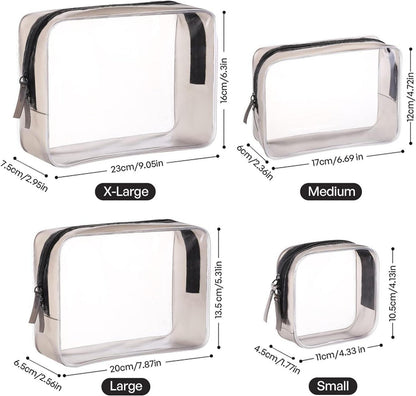 Kulturbeutel transparent 4er Set PVC wasserdicht Make-up Tasche Reise Organizer