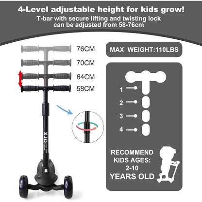 Kinderroller 3 LED Rädern Kickboard Richtungssperre 50 kg