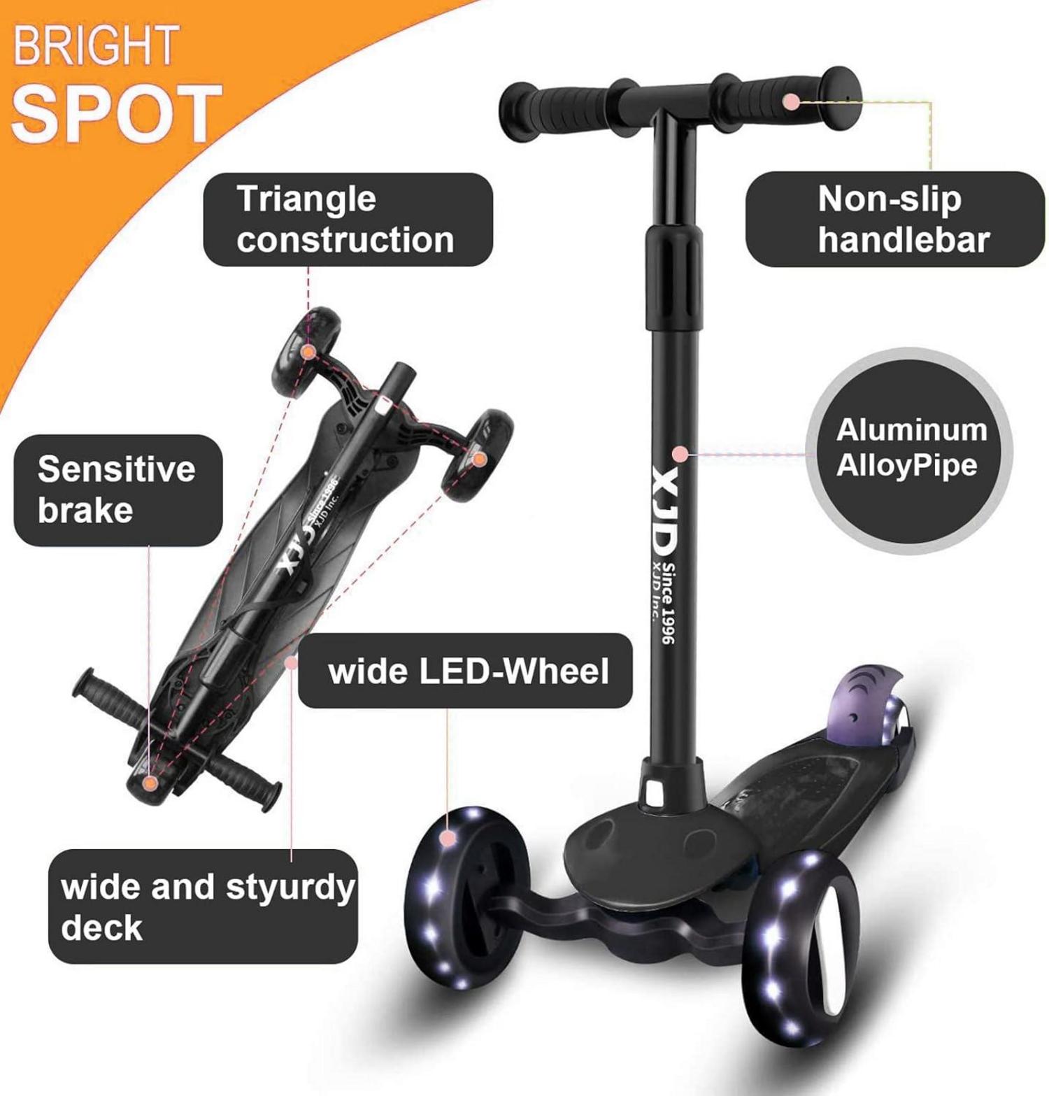 Kinderroller XJD Kinderscooter 3 LED Räder Richtungssperre verstellbare