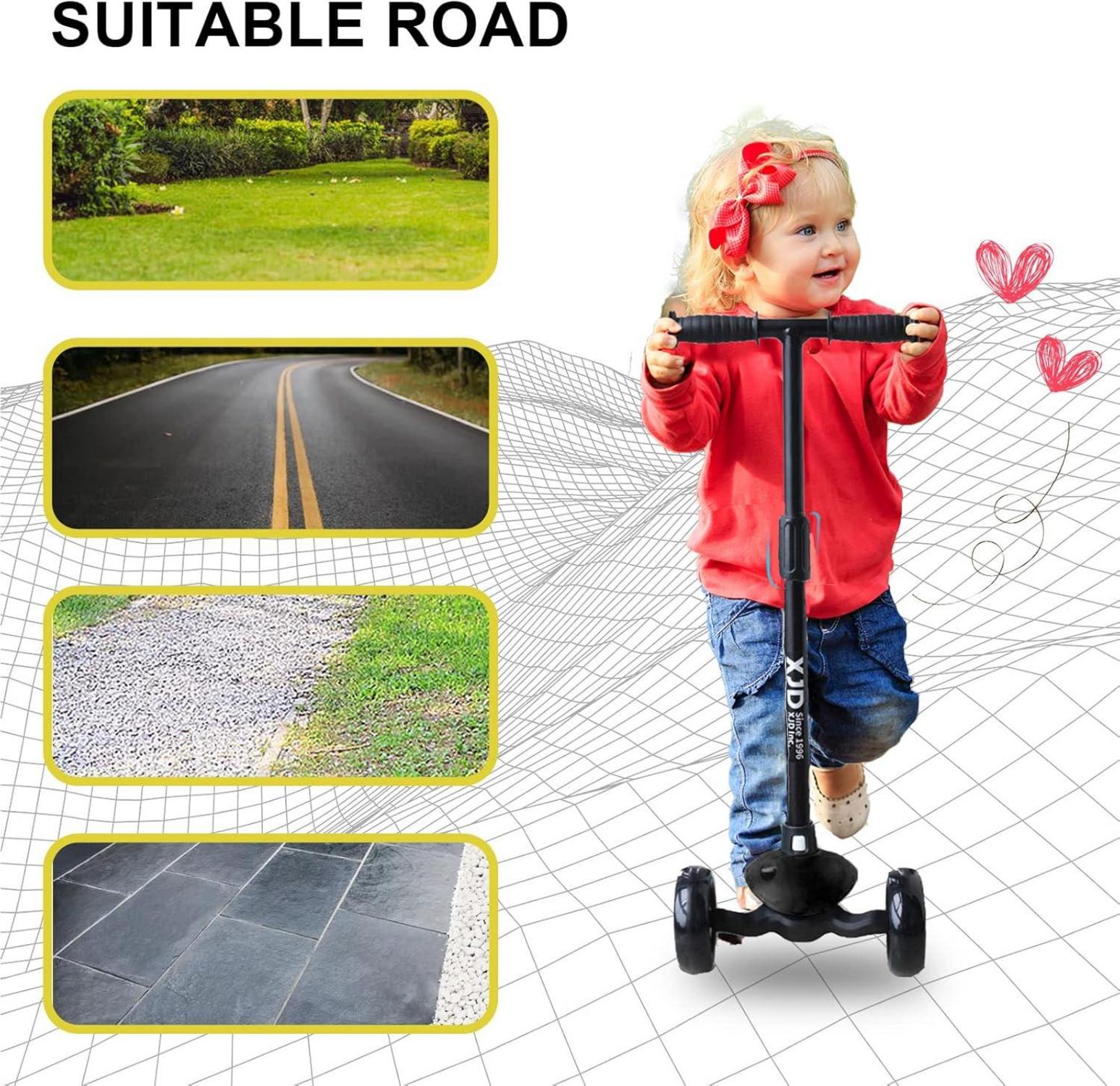 Kinderroller | LED Räder | Richtungssperre | Verstellbare Höhe | bis