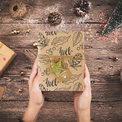 Weihnachtspapierrolle Kraftpapier Schwarze Weihnachtselemente 4 Rollen