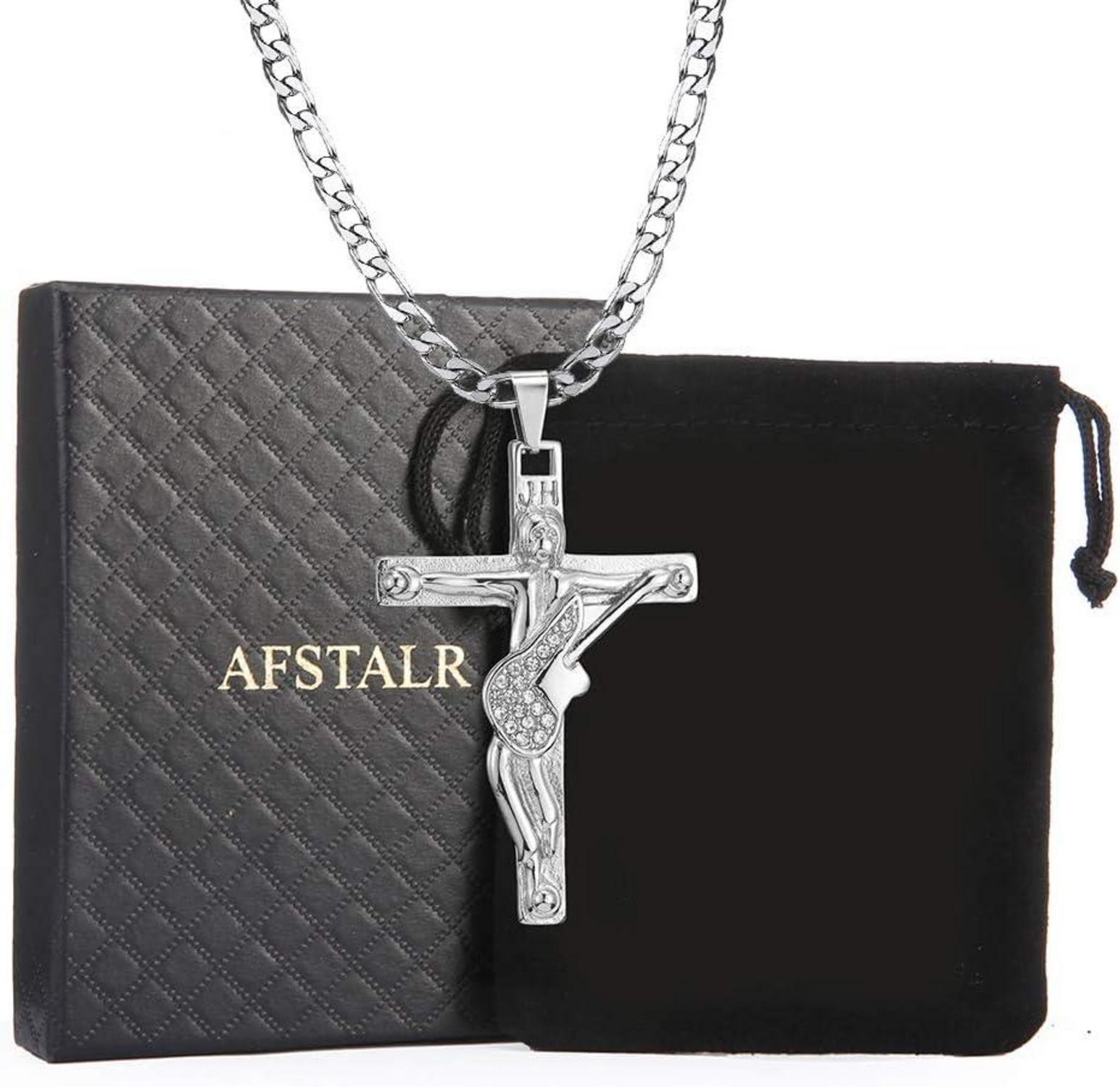 Johnny Hallyday Kreuz Anhänger Halskette Gitarre Rocker Silber Damen